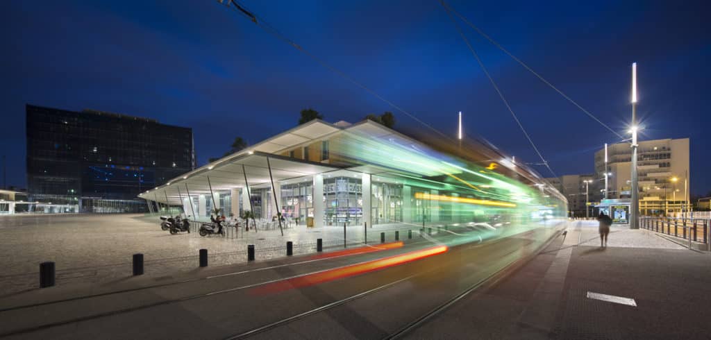 Eclairages ligne de tramway à Montpellier